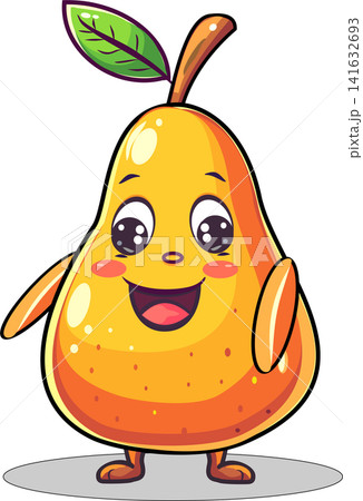Cute Cartoon Pear Character with Smiling Face Vector Illustration Cute Cartoon Pear Character with Smiling Face Vector Illustration 141632693