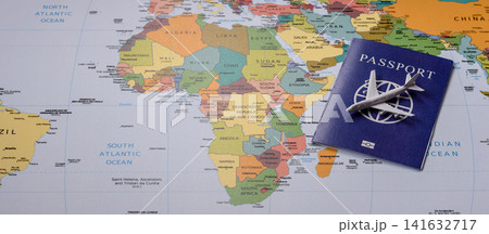 International passport against a map backdrop, concepts of travel. Passport on a map 141632717