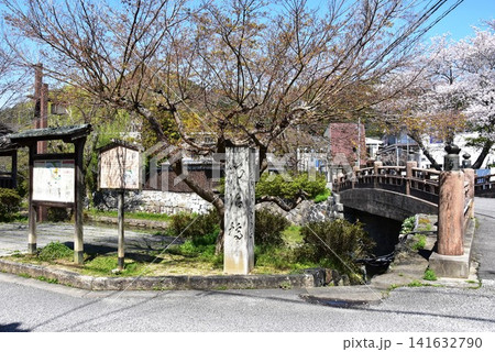 滋賀県近江八幡市　八幡堀に架かる明治橋と観光案内板 141632790
