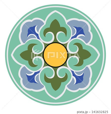 This is an illustration of Dancheong, a traditional Korean pattern. This is an illustration of Dancheong, a traditional Korean pattern. 141632825