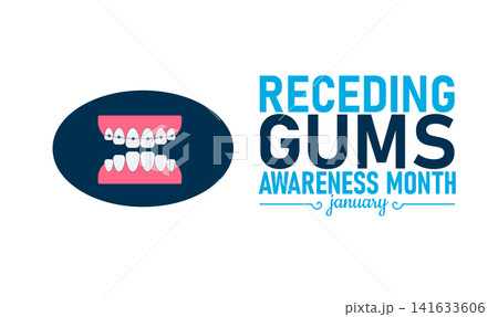 Receding Gums Awareness Month Poster Banner and Background Design Template Featuring Dental Illustration Tooth and Gum Icons for Oral Health Education, Prevention, and Dental Care Awareness Campaign Receding Gums Awareness Month Poster Banner and Background Design Template Featuring Dental Illustration Tooth and Gum Icons for Oral Health Education, Prevention, and Dental Care Awareness Campaign 141633606