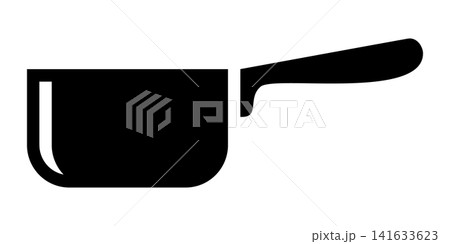 cooking saucepan with long handle silhouette shape, black and white vector illustration, white background cooking saucepan with long handle silhouette shape, black and white vector illustration, white background 141633623