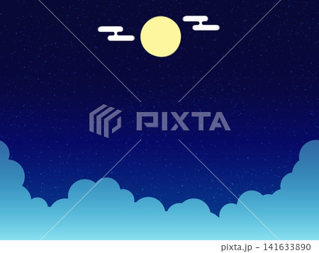綺麗な満月と星空の背景イラスト 綺麗な満月と星空の背景イラスト 141633890