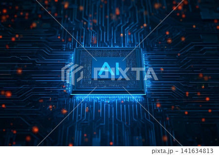 Ai microchip processor circuit digital technology on blue background. CPU database. Motherboard chip. Central computer. vector illustration fantastic hi-tech design. Ai microchip processor circuit digital technology on blue background. CPU database. Motherboard chip. Central computer. vector illustration fantastic hi-tech design. 141634813