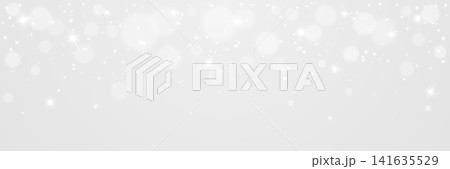 Light background with silver glitter. Sparkling stars, soft bokeh and glowing particles. Elegant luxury overlay for festive banner. Holiday minimal composition template. Vector Illustration Light background with silver glitter. Sparkling stars, soft bokeh and glowing particles. Elegant luxury overlay for festive banner. Holiday minimal composition template. Vector Illustration 141635529