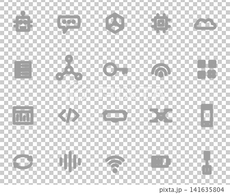 Technology AI Icons Monochrome Gray 20-Piece Set: Vector Materials for Robots and Data Technology AI Icons Monochrome Gray 20-Piece Set: Vector Materials for Robots and Data 141635804