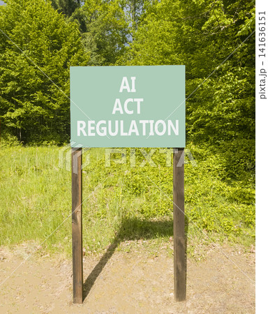 AI act regulation words symbol. Concept words AI artificial intelligence act regulation on beautiful green road sign. Beautiful forest background. Business AI act regulation concept. Copy space. AI act regulation words symbol. Concept words AI artificial intelligence act regulation on beautiful green road sign. Beautiful forest background. Business AI act regulation concept. Copy space. 141636151