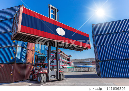 Products shipping cargo goods with Laos flag for import export business from Laos Country Products shipping cargo goods with Laos flag for import export business from Laos Country 141636293