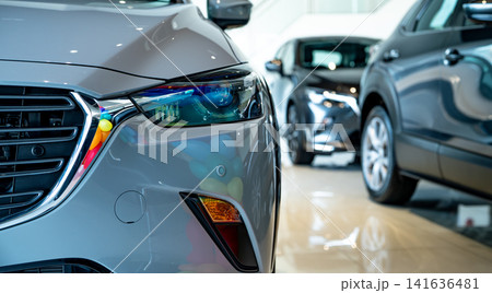 Car parked in luxury showroom. Car dealership office. Car showroom business. New car parked in modern showroom. Auto for sale and rent business. Automobile leasing and insurance. Electric automobile. Car parked in luxury showroom. Car dealership office. Car showroom business. New car parked in modern showroom. Auto for sale and rent business. Automobile leasing and insurance. Electric automobile. 141636481