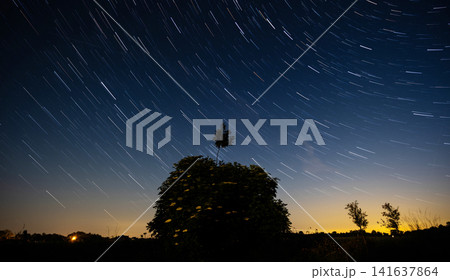 Amazing Night Landscape With Star Trails Amazing Night Landscape With Star Trails 141637864