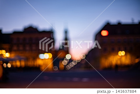 Evening City Street Bokeh Lights at Twilight Evening City Street Bokeh Lights at Twilight 141637884