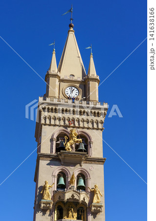 MESSINA, ITALY - NOVEMBER 06, 2018 - The bell tower with carillon of the Duomo Cathedral in Sicily 141638166