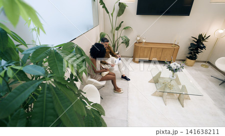 Diverse patients waiting at modern cosmetic clinic 141638211