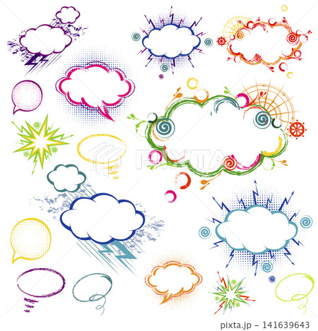 Vector collection of multicolored comic style speech bubbles Vector collection of multicolored comic style speech bubbles 141639643