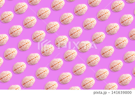 Seamless brain pattern on pink background representing creativity, cognition and neuroscience concept Seamless brain pattern on pink background representing creativity, cognition and neuroscience concept 141639800