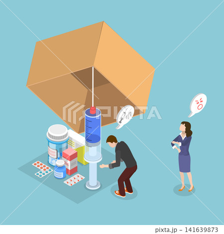 3D Isometric Flat Vector Illustration of Drug Abuse, Person Caught In Drug Addiction Trap, Warning Of Substance Abuse Dangers. 3D Isometric Flat Vector Illustration of Drug Abuse, Person Caught In Drug Addiction Trap, Warning Of Substance Abuse Dangers. 141639873