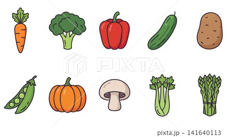 vegetables collection flat icons with long shadow vegetables collection flat icons with long shadow 141640113