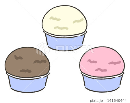 カップに入ってる3種類の味のアイスクリーム セット カップに入ってる3種類の味のアイスクリーム セット 141640444