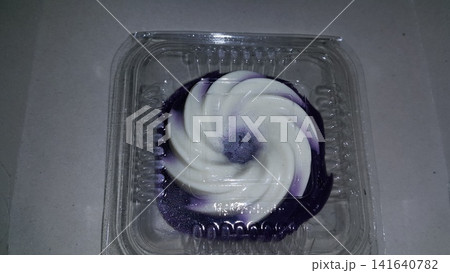 White and blue pudding. 141640782