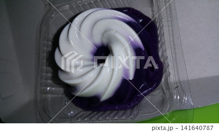 White and blue pudding. 141640787
