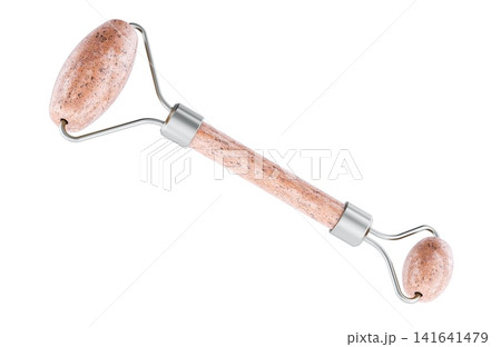 Facial massage roller with two massage heads for skincare. 3D rendering 141641479