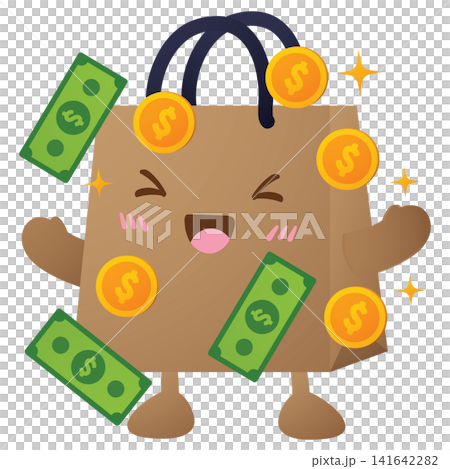 Cute paper bag smiles with joy and excitement 141642282