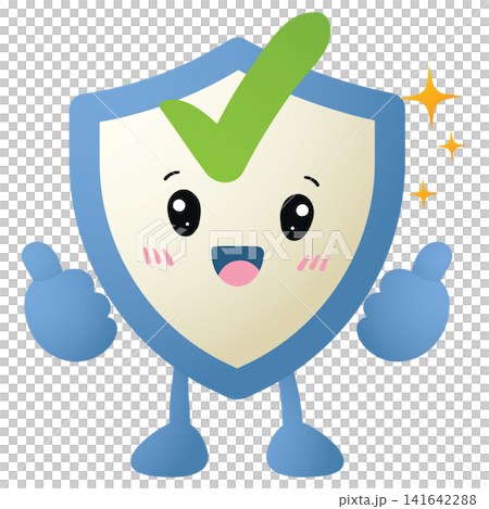 Cute shield character beams with joy and approval 141642288