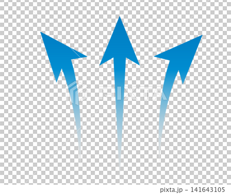 Illustration material of a blue curved arrow pointing upwards 141643105