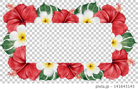 Tropical Floral Watercolor Frame Illustration Tropical Floral Watercolor Frame Illustration 141643143