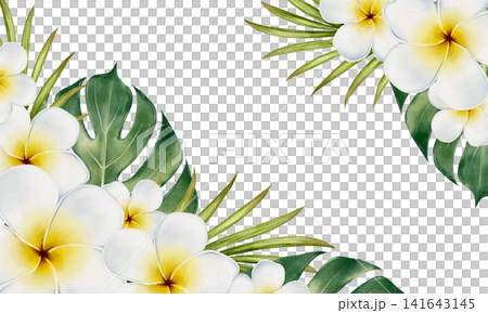 Tropical Floral Watercolor Frame Illustration Tropical Floral Watercolor Frame Illustration 141643145
