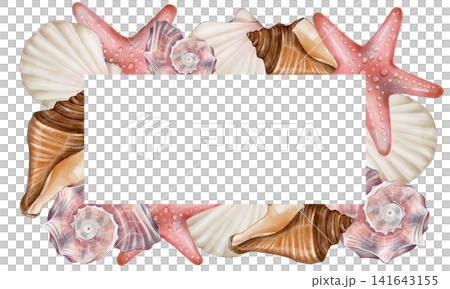 Seashell Watercolor Frame Illustration Seashell Watercolor Frame Illustration 141643155