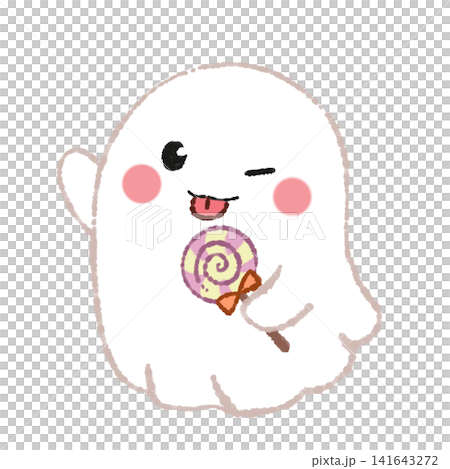 かわいいおばけイラスト　キャンディを持つゴースト 141643272
