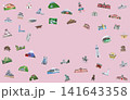 東日本観光アイコン散りばめスペース　ピンク 141643358