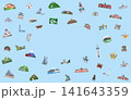 東日本観光アイコン散りばめスペース　ブルー 141643359