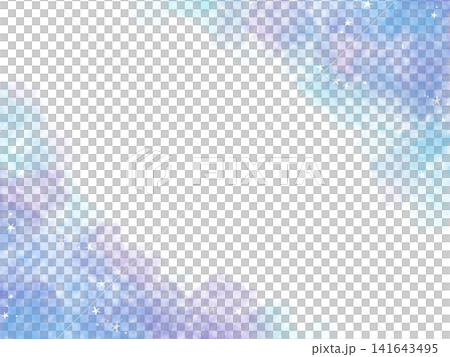 小さい星付き青紫水彩フレーム 141643495