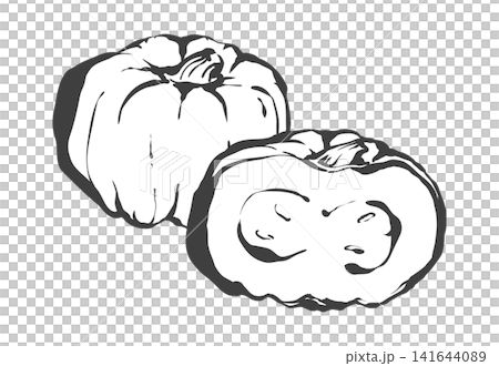 かぼちゃの手描き筆絵風イラスト かぼちゃの手描き筆絵風イラスト 141644089