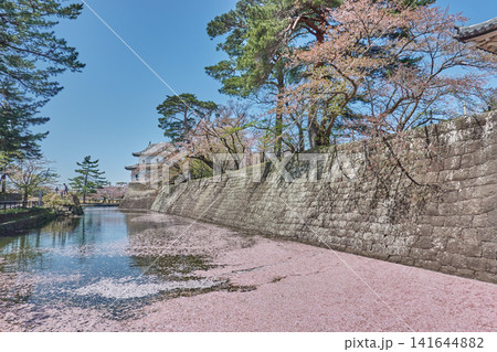 新発田城 堀と石垣 花いかだ 新発田城 堀と石垣 花いかだ 141644882