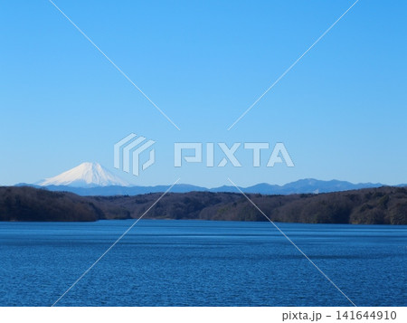 多摩湖 湖面 富士山 多摩湖 湖面 富士山 141644910