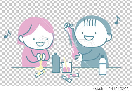 スライム作りを楽しむ男の子と女の子 スライム作りを楽しむ男の子と女の子 141645205