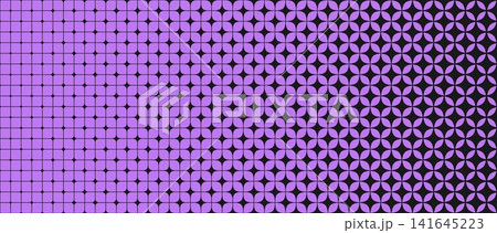 Purple geometric star gradation background. Sparkle grid gradient pattern. Abstract repeating mosaic pattern wallpaper. Repeated retro lattice wireframe backdrop. Vector texture pattern 141645223