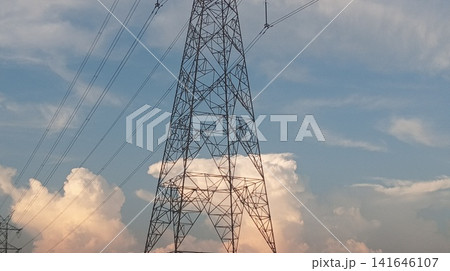 high voltage tower at sky high voltage tower at sky 141646107