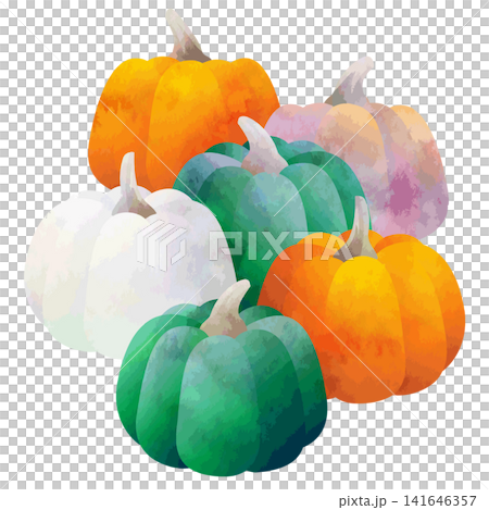 Watercolor-style vector pumpkin illustration, colorful Watercolor-style vector pumpkin illustration, colorful 141646357