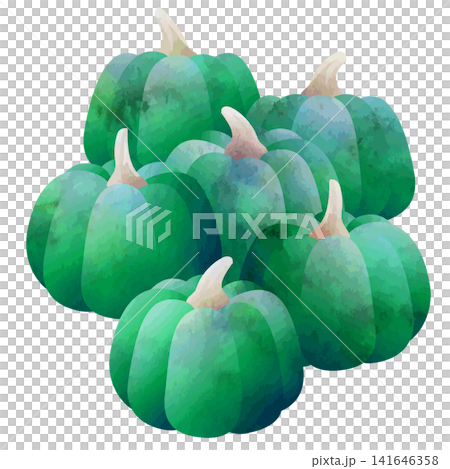 Watercolor-style vector pumpkin illustration (green) 141646358
