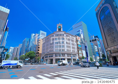 東京 銀座 四丁目交差点の風景 東京 銀座 四丁目交差点の風景 141646475