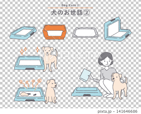 犬のトイレの種類　犬のトイレに関する素材セット 141646686