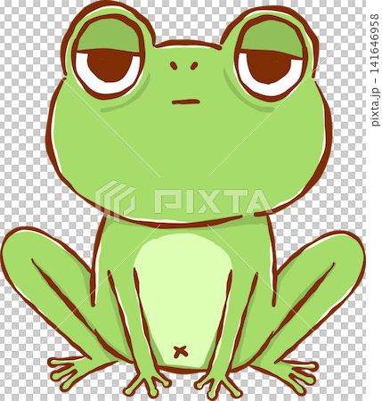 Tried Frog Deadpan Sleepy Face Cartoon Hand Drawn Tried Frog Deadpan Sleepy Face Cartoon Hand Drawn 141646958