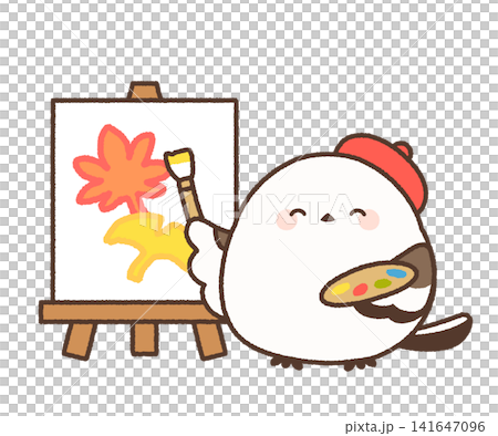 長尾山雀描繪秋葉 長尾山雀描繪秋葉 141647096