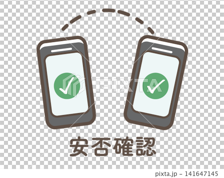 スマートフォンと安否確認。ベクターイラスト スマートフォンと安否確認。ベクターイラスト 141647145