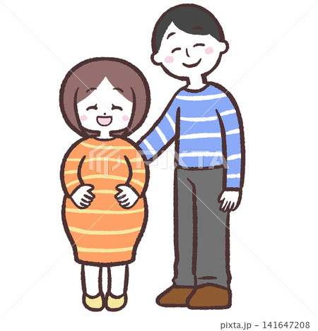 笑顔の妊娠女性と男性のイラスト 笑顔の妊娠女性と男性のイラスト 141647208
