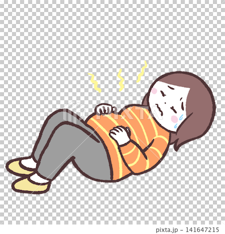 Illustration of a pregnant woman unable to get up Illustration of a pregnant woman unable to get up 141647215